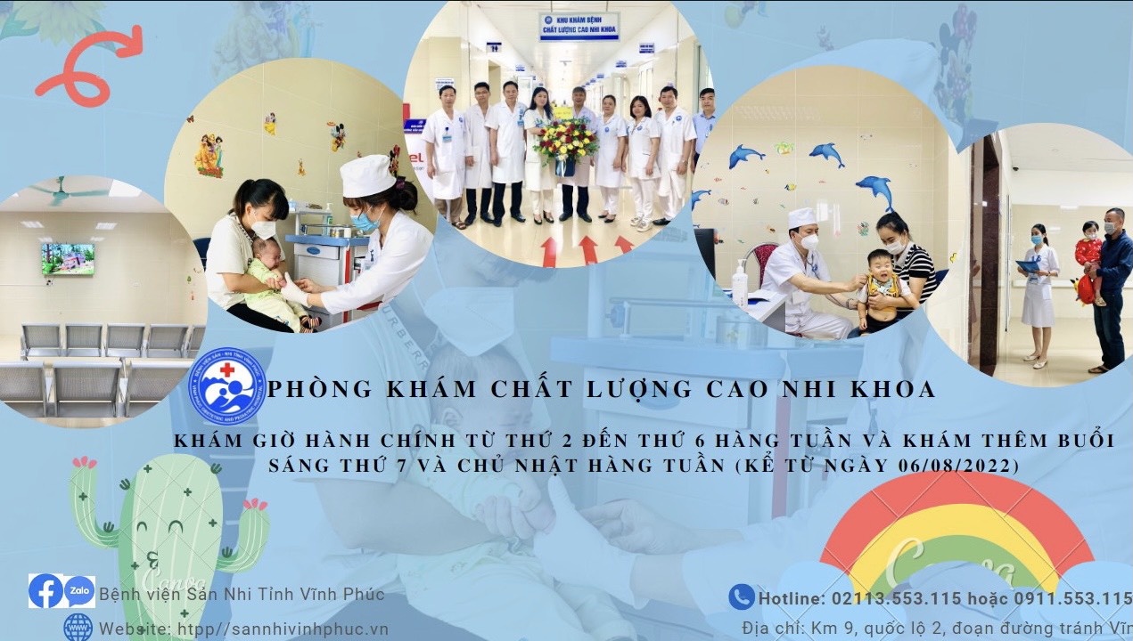 THÔNG BÁO TRIỂN KHAI PHÒNG KHÁM CHẤT LƯỢNG CAO KHỐI NHI VÀO THỨ 7, CHỦ NHẬT