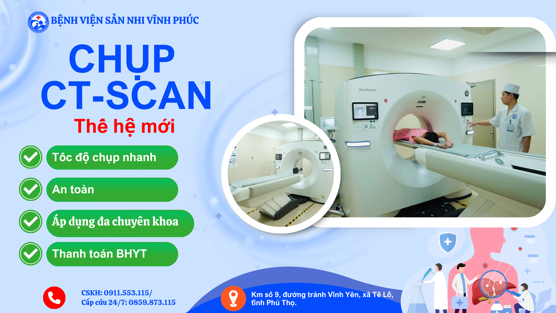 Chụp CT (Cắt lớp vi tính) hiện đại tại Bệnh viện Sản Nhi Vĩnh Phúc