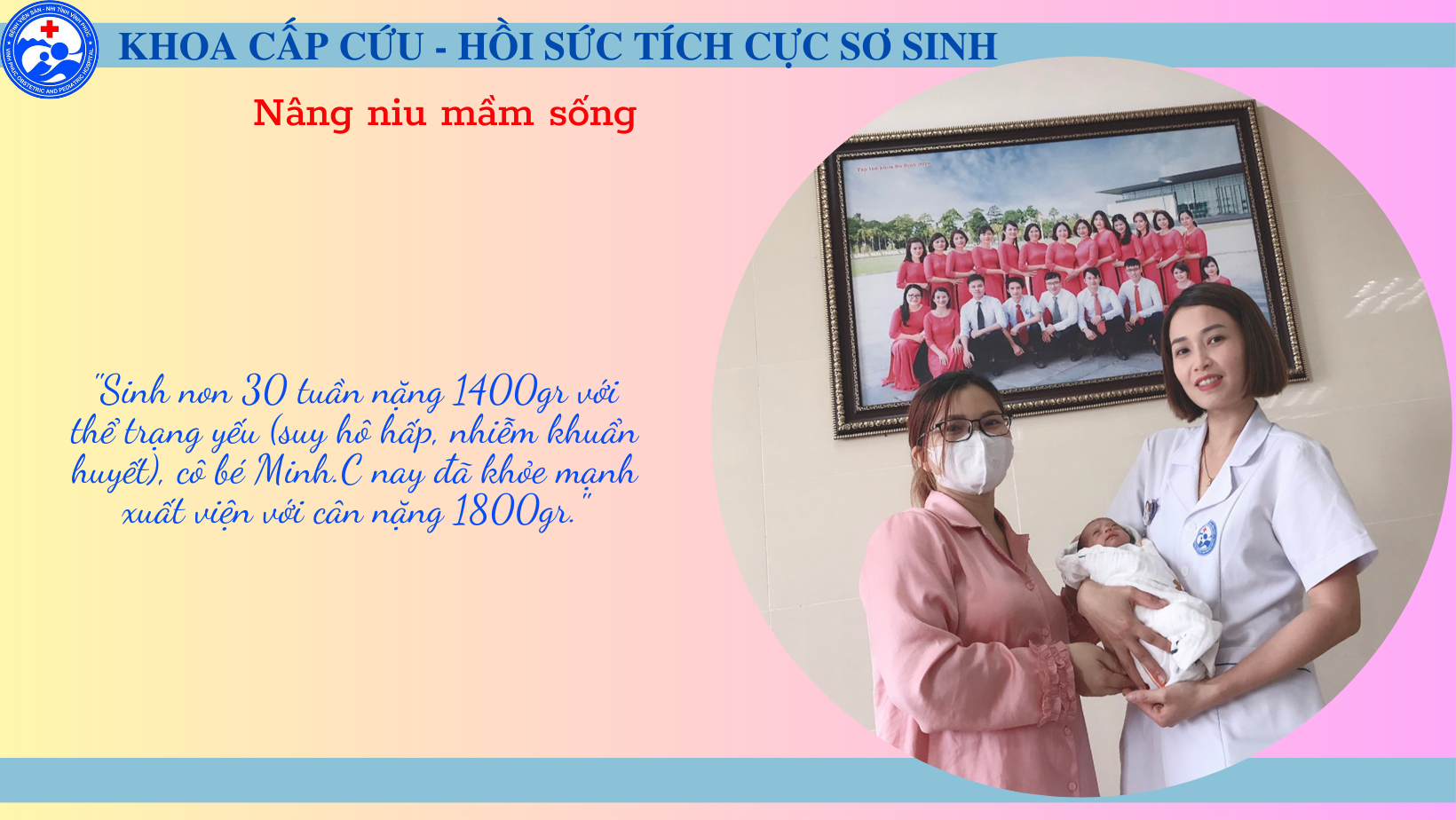 BÉ GÁI SINH NON 30 TUẦN NẶNG 1400GR VỚI THỂ TRẠNG YẾU (SUY HÔ HẤP, NHIỄM KHUẨN HUYẾT) ĐÃ KHỎE MẠNH XUẤT VIỆN VỚI CÂN NẶNG 1800GR