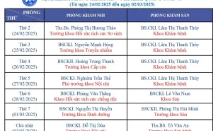 Lịch phòng khám sản – nhi khai quang tuần 09/2025