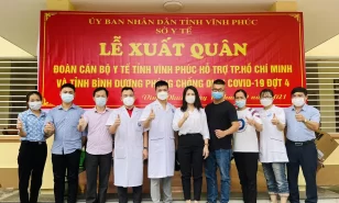 Cán bộ y tế của bệnh viện sản nhi lên đường hội quân cùng đoàn cán bộ y tế tỉnh vĩnh phúc hỗ trợ thành phố hồ chí minh và tỉnh bình dương phòng chống dịch covid-19 đợt 4