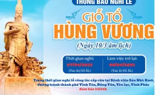 Thông báo lịch nghỉ lễ giỗ tổ hùng vương
