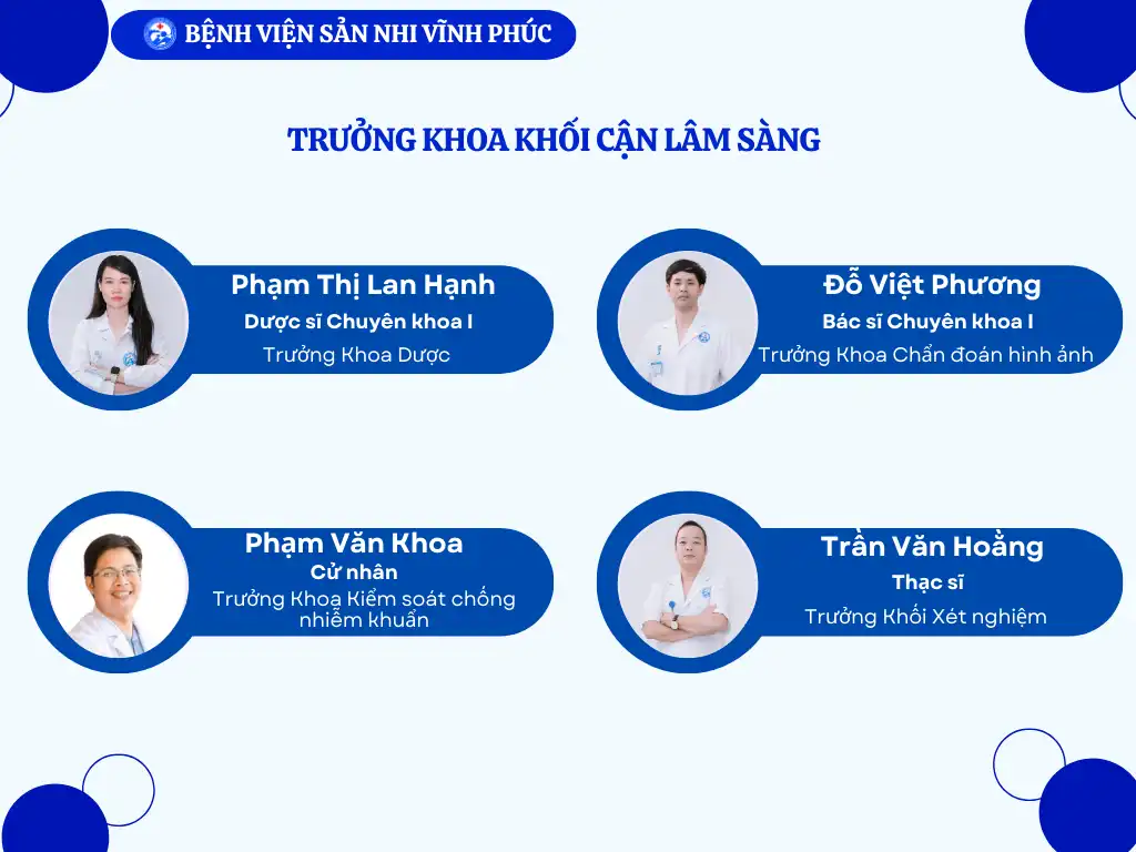 Trưởng khoa Khối Cận lâm sàng Bệnh viện Sản Nhi Vĩnh Phúc.