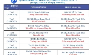 Lịch phòng khám sản – nhi khai quang tuần 13/2025