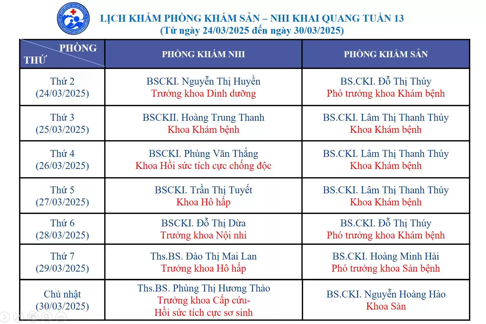 LICH PHONG KHAM SAN NHI KHAI QUANG TUAN 13 2025