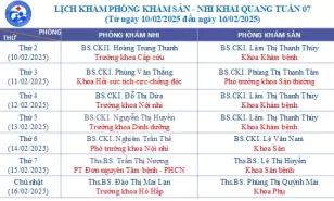 Lịch phòng khám sản – nhi khai quang tuần 07/2025