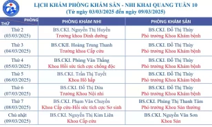 Lịch phòng khám sản – nhi khai quang tuần 10/2025