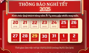 Thông báo lịch nghỉ tết nguyên đán ất tỵ 2025