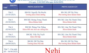 Lịch phòng khám sản – nhi khai quang tuần 14/2025
