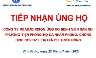 Bệnh viện sản nhi vĩnh phúc tiếp nhận ủng hộ từ quý nhà hảo tâm