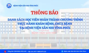 Danh sách học viên hoàn thành chương trình thực hành khám bệnh, chữa bệnh tại Bệnh viện Sản Nhi Vĩnh Phúc tháng 06.2025