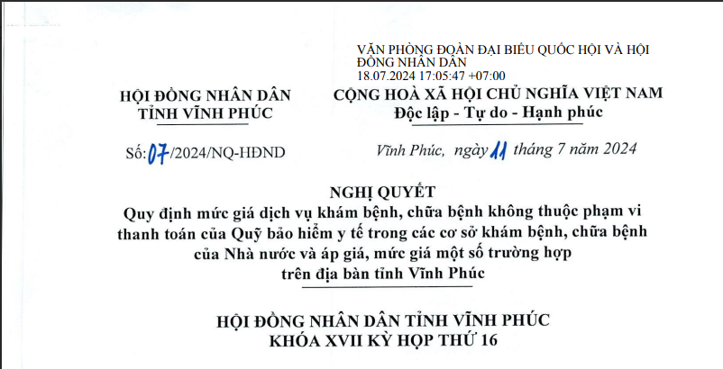NGHỊ QUYẾT HỘI ĐỒNG NHÂN DÂN TỈNH VĨNH PHÚC