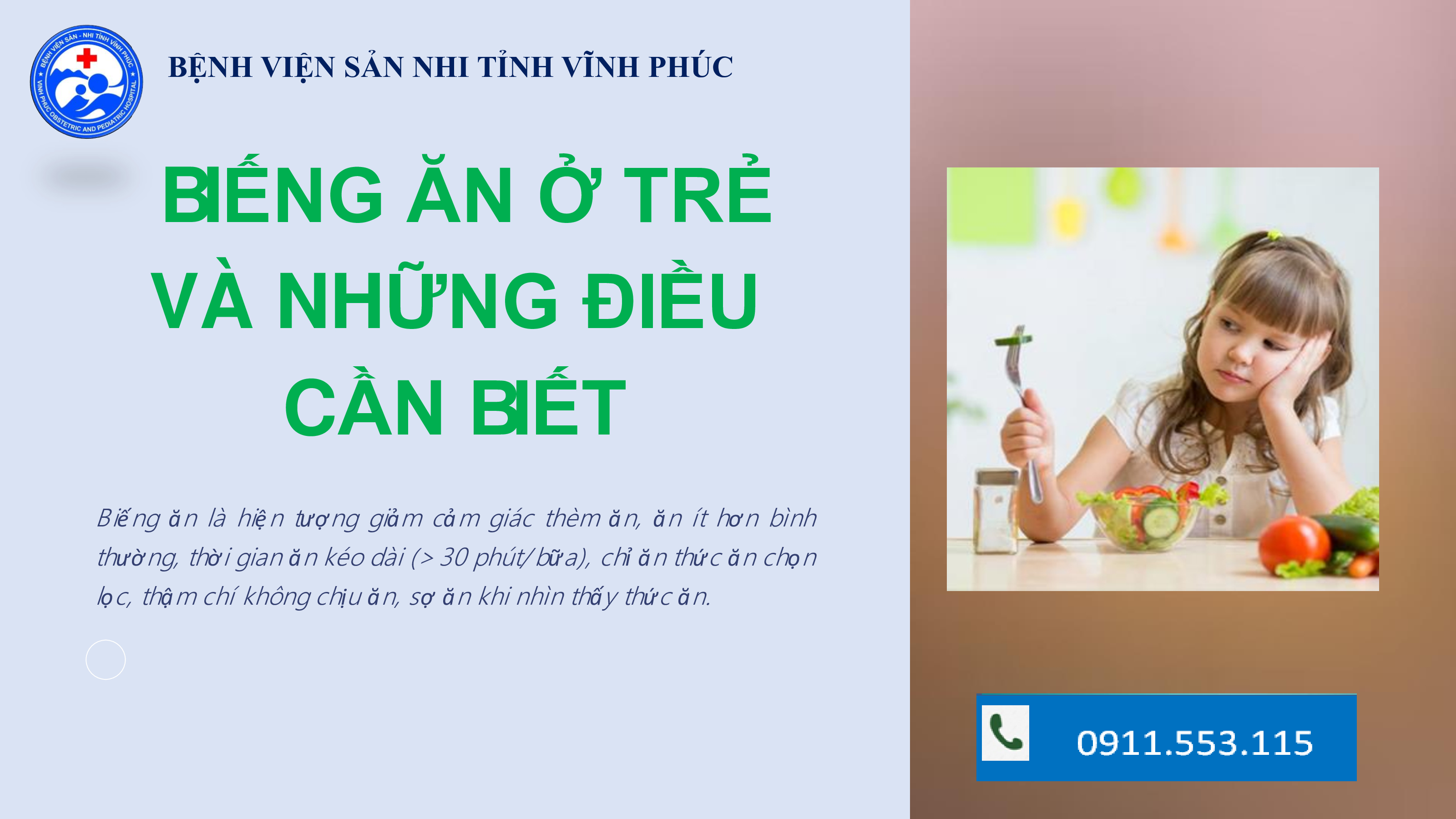 BIẾNG ĂN Ở TRẺ VÀ NHỮNG ĐIỀU CẦN BIẾT