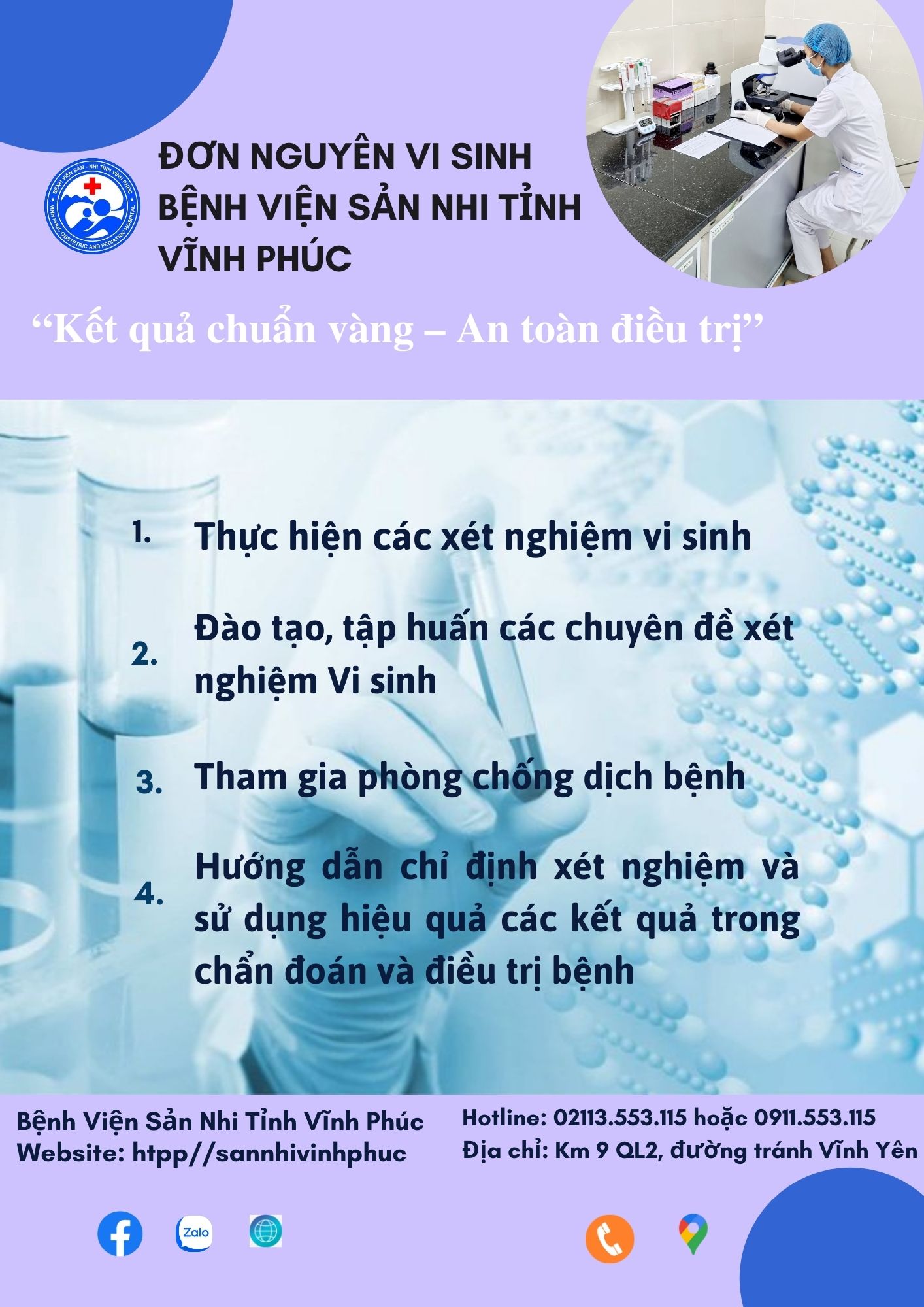 ĐƠN NGUYÊN VI SINH – Bệnh viện Sản Nhi tỉnh Vĩnh Phúc