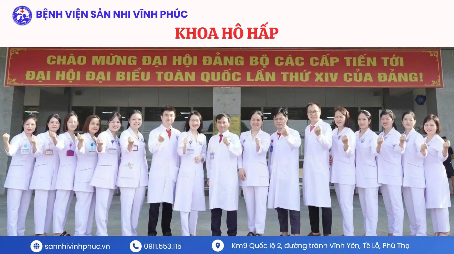 Khoa Hô Hấp - Bệnh viện Sản Nhi Vĩnh Phúc 3 Giám đốc Bệnh viện chụp ảnh lưu niệm cùng tập thể cán bộ khoa Hô Hấp - Bệnh viện Sản Nhi Vĩnh Phúc.