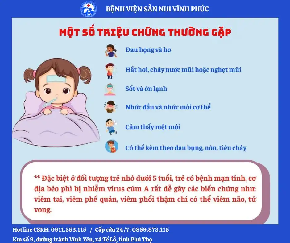 Nhận biết sớm cúm A - 08 biện pháp dự phòng hiệu quả 1 Một số triệu chứng thường gặp khi nhiễm cúm A