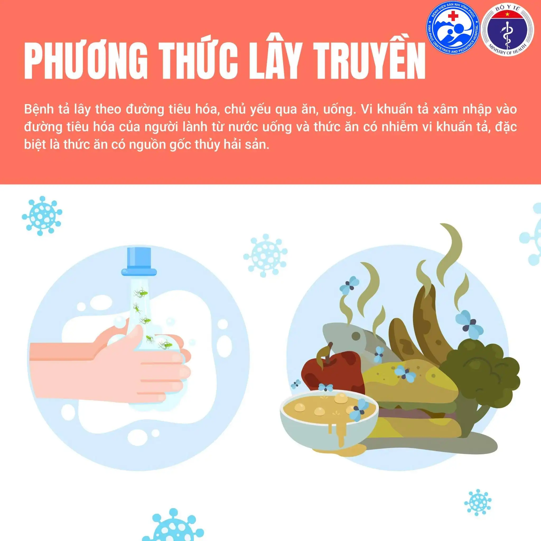 Chủ động phòng, chống bệnh tả - Bảo vệ sức khỏe cộng đồng. 2 Phương thức lây truyền