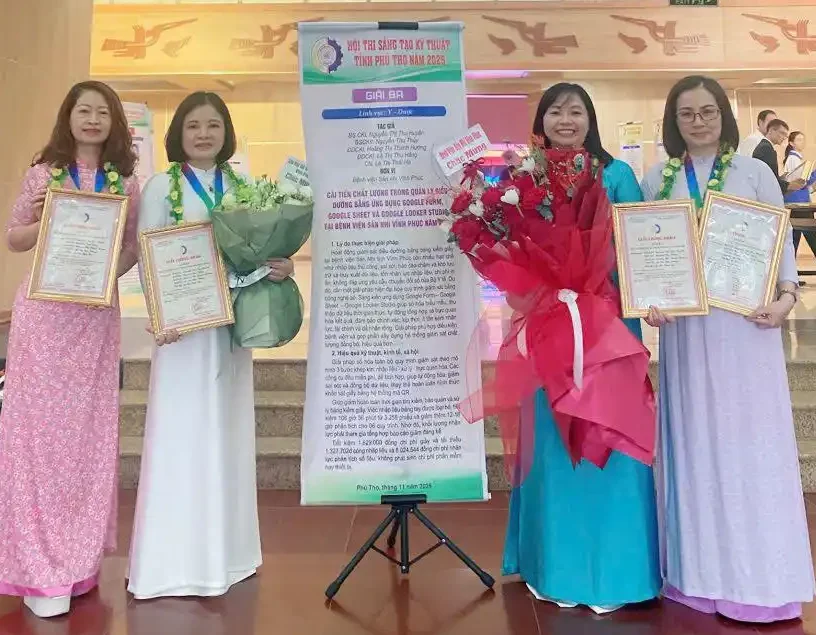 Bệnh viện Sản Nhi Vĩnh Phúc đạt 01 Giải Ba Hội thi Sáng tạo kỹ thuật tỉnh Phú Thọ 2025. 4 Nhóm tác giả sáng kiến