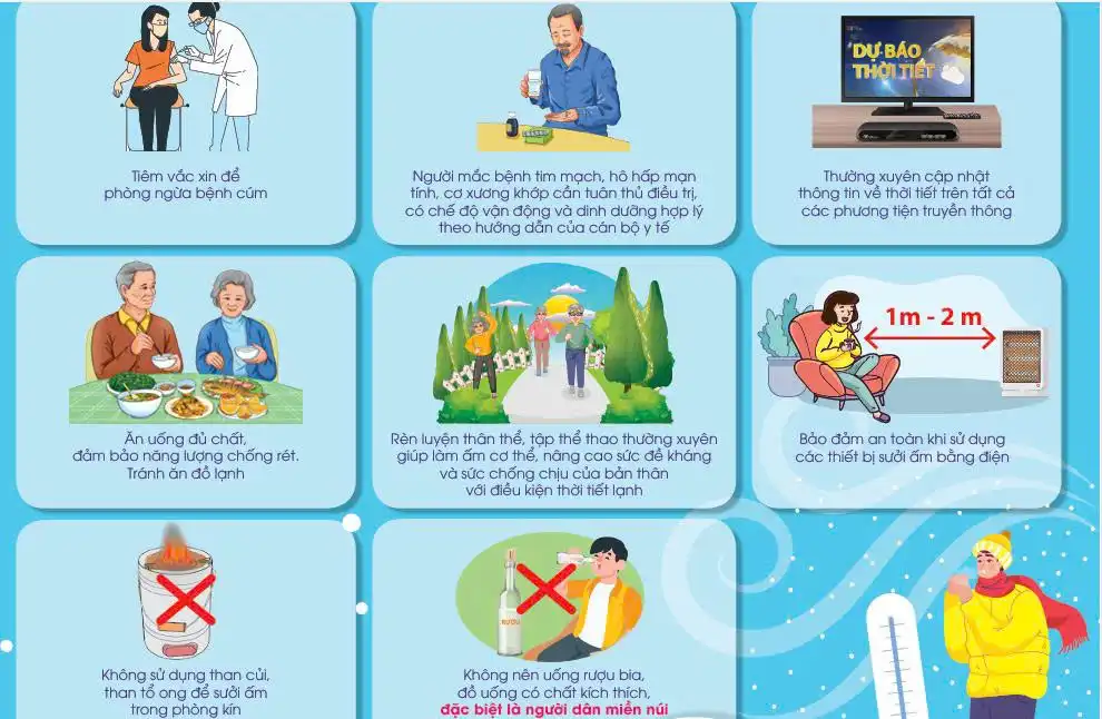 Các biện pháp dự phòng bảo vệ sức khỏe trong mùa lạnh (Nguồn TT TT-GDSK TW 2025)