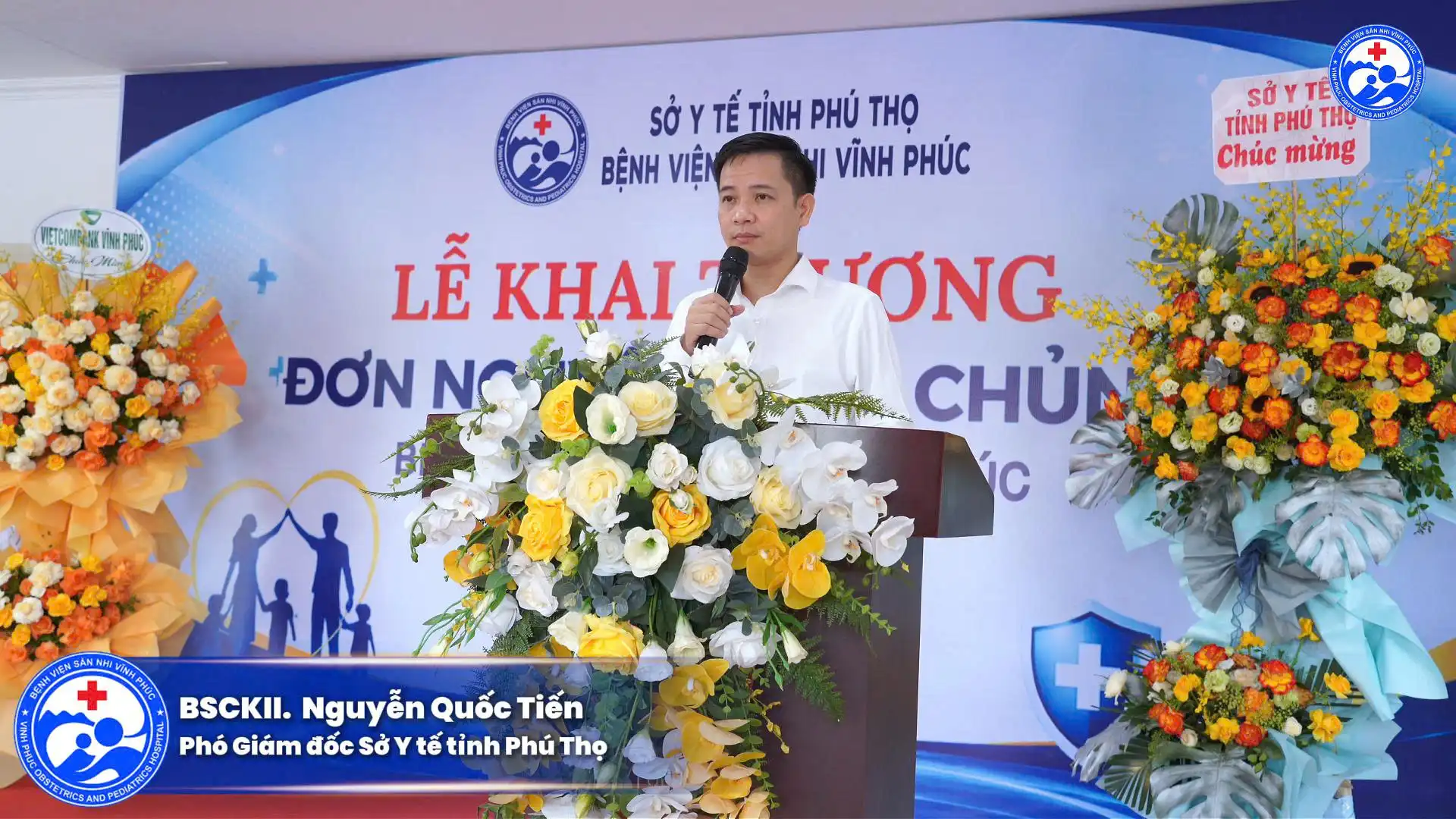 Khai trương Đơn nguyên Tiêm chủng Bệnh viện Sản Nhi Vĩnh Phúc 2026 1 BSCKII. Nguyễn Quốc Tiến – Phó Giám đốc Sở Y tế tỉnh Phú Thọ tham dự và phát biểu tại buổi Lễ.